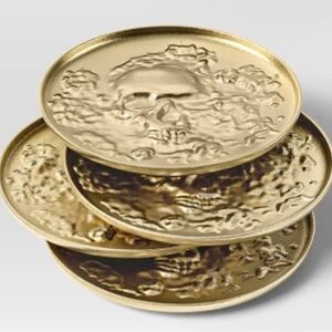 Target Threshold Metal Coasters Gold Embossed Skull 4 Pack New In Packaging